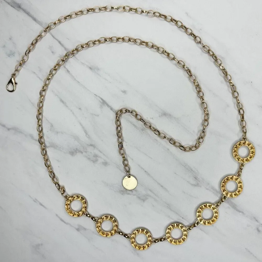 Adrienne Vittadini Gold Rhinestone Chain Link Belt One Size (OS) ✨